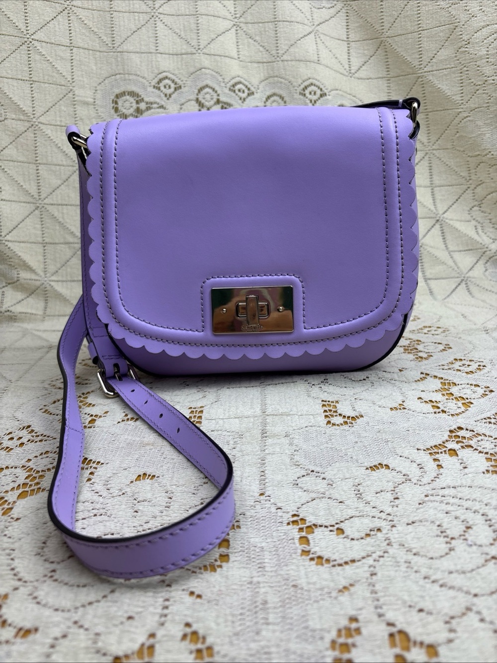 Kate Spade Lavender Saddle Bag Style Crossbody Purse